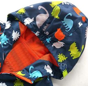 img 2 attached to Dazzling Boys' Hooded Dinosaur Jacket: A Stylish Windbreaker for Outdoor Adventures