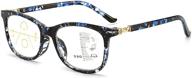 👓 mwah women's progressive reading glasses with 1.5x magnification and blue light blocking- blue frame logo