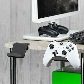 img 2 attached to 🎮 Universal Game Controller Desktop Stand Holder (2 Pack) for Xbox ONE, Xbox 360, Nintendo Switch, PS4, STEAM PC - Enhancing Gaming Experience, No Screws, Stick On, Black by Brainwavz