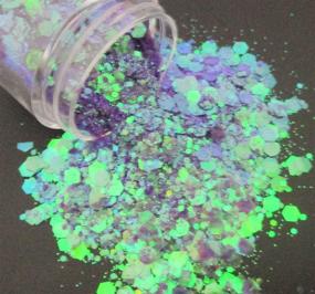img 1 attached to Sparkling MixStyle: 12 Bottles of Chunky Resin Glitter Flakes in Iridescent White, 🌈 Pink, Purple, Holographic Gold, and Silver – Perfect for Crafts, Paints, Nail Art, and Accessories!