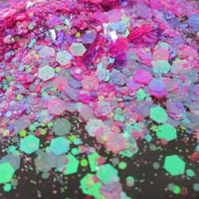 img 2 attached to Sparkling MixStyle: 12 Bottles of Chunky Resin Glitter Flakes in Iridescent White, 🌈 Pink, Purple, Holographic Gold, and Silver – Perfect for Crafts, Paints, Nail Art, and Accessories!