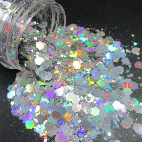 img 3 attached to Sparkling MixStyle: 12 Bottles of Chunky Resin Glitter Flakes in Iridescent White, 🌈 Pink, Purple, Holographic Gold, and Silver – Perfect for Crafts, Paints, Nail Art, and Accessories!