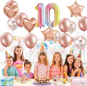 img 2 attached to 🌈 Rainbow Number 10 Balloons – 40 Inch Foil Helium Balloons for Birthday & Anniversary Decorations (Set of 2)