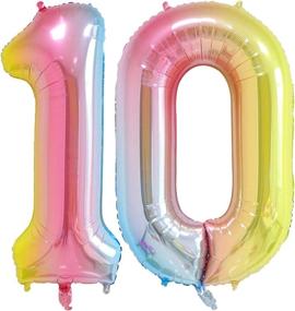 img 4 attached to 🌈 Rainbow Number 10 Balloons – 40 Inch Foil Helium Balloons for Birthday & Anniversary Decorations (Set of 2)