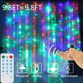 img 4 attached to 🌈 Voice Activated Curtain Lights: LEDGLE Rainbow Twinkle String Lights 300 LED for Fairy Window Decor, Dimmable Christmas Lights with USB Power, 4 Sound Control & 8 Lighting Modes IP44 (Multi Color)