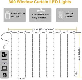 img 1 attached to 🌈 Voice Activated Curtain Lights: LEDGLE Rainbow Twinkle String Lights 300 LED for Fairy Window Decor, Dimmable Christmas Lights with USB Power, 4 Sound Control & 8 Lighting Modes IP44 (Multi Color)