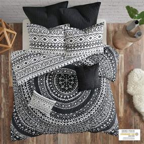 img 3 attached to 🛏️ Full/Queen Urban Habitat Cotton Comforter Set - Luxe Traditional Design All Season Cozy Bedding with Matching Shams & Decorative Pillow, Reversible Medallion Black - 7 Piece