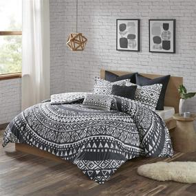 img 4 attached to 🛏️ Full/Queen Urban Habitat Cotton Comforter Set - Luxe Traditional Design All Season Cozy Bedding with Matching Shams & Decorative Pillow, Reversible Medallion Black - 7 Piece