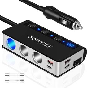 img 4 attached to 💨 Адаптер зажигалки для сигарет OOWOLF, улучшенный автомобильный зарядное устройство 180W 12V/24V 3-розеточное разветвление постоянного тока с 3 USB-портами, 1 портом Type-C автомобильный адаптер питания