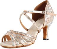 swdzm women's latin dance shoes: rhinestone open toe salsa chacha ballroom dance shoes (model-ycl377+ycl429) логотип