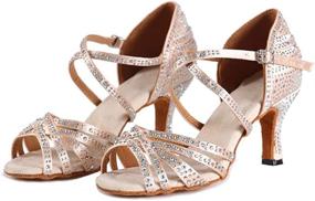 img 2 attached to SWDZM Women's Latin Dance Shoes: Rhinestone Open Toe Salsa Chacha Ballroom Dance Shoes (Model-YCL377+YCL429)