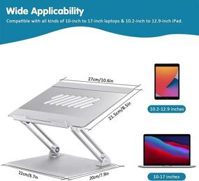 img 3 attached to 🖥️ Laptop Riser for Desk by BOWINR - Adjustable Aluminum Stand Mount with Cooling Vent for 10-17 Inch MacBook Pro Air, iPad & Portable Keyboard (Portable Holder Included)