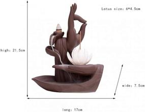 img 1 attached to 🌸 Handmade Ceramic Lotus Flower/Monk Backflow Incense Burner - White Lotus Home Decor and Craftwork Figurine with 10 pcs Incense Cones