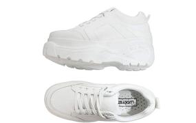 img 1 attached to 👟 Lucky Step Women Chunky Leather Lace-Up Platform Sneakers: Silver White Cozy Athletic Sports Walking Dad Shoes