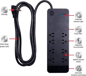 img 3 attached to 🔌 GE UltraPro 8-Outlet Surge Protector: 8 Ft Cord, 2160 Joules, Power Filter, Wall Mount - Black