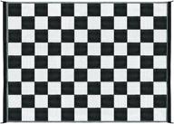 🏞️ easy-to-clean camco large reversible outdoor patio mat - ideal for picnics, cookouts, camping, and the beach (9' x 12'), b/w checkered design - black & white checkered logo