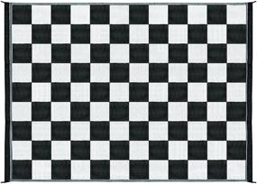 img 4 attached to 🏞️ Easy-to-Clean Camco Large Reversible Outdoor Patio Mat - Ideal for Picnics, Cookouts, Camping, and The Beach (9' x 12'), B/W Checkered Design - Black & White Checkered