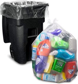 img 4 attached to 🗑️ Value-Pack of 95-96 Gallon Clear Trash Bags with Ties | Extra Large Plastic Garbage Bags | Size 61"W x 68"H