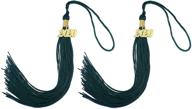 🎓 makhry 2pcs 15.7 inches/41cm handmade silk graduation honor tassel with year charm for graduation cap - dark green, class of 2020, perfect gift and souvenir logo