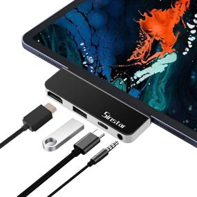 img 4 attached to 🔌 Sinstar USB C Hub Adapter for iPad Pro: 4-in-1 Mini Thunderbolt Dock with PD Charging, 4K HDMI, USB 3.0 & Audio Jack - iPad Pro 2018/2019 (Silver)