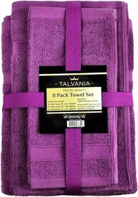 img 1 attached to 🛀 Luxury Hotel Bath Towels - Talvania 8 Piece Towel Set, 100% Ring Spun Cotton, Purple Color, Ideal for Bathrooms, Guest Room, Spa, or Hotels