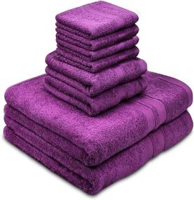 img 3 attached to 🛀 Luxury Hotel Bath Towels - Talvania 8 Piece Towel Set, 100% Ring Spun Cotton, Purple Color, Ideal for Bathrooms, Guest Room, Spa, or Hotels