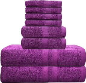 img 4 attached to 🛀 Luxury Hotel Bath Towels - Talvania 8 Piece Towel Set, 100% Ring Spun Cotton, Purple Color, Ideal for Bathrooms, Guest Room, Spa, or Hotels