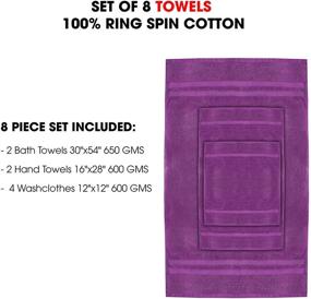 img 2 attached to 🛀 Luxury Hotel Bath Towels - Talvania 8 Piece Towel Set, 100% Ring Spun Cotton, Purple Color, Ideal for Bathrooms, Guest Room, Spa, or Hotels