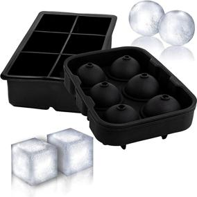 img 3 attached to 🧊 Silicone Ice Cube Trays Set of 2 with Whiskey Ice Ball, Round and Square Cube Molds - Ideal for Cocktails, Bourbon, and Easy Release - BPA-Free