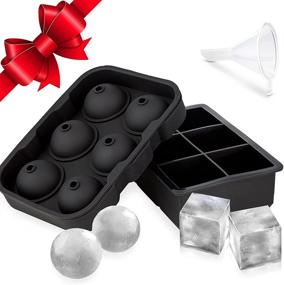 img 4 attached to 🧊 Silicone Ice Cube Trays Set of 2 with Whiskey Ice Ball, Round and Square Cube Molds - Ideal for Cocktails, Bourbon, and Easy Release - BPA-Free