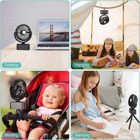 img 3 attached to 🏕️ TAECCL Stroller Fan: USB Rechargeable Camping Fan with LED Lights – Upgraded Tripod and Hook for Outdoor Activities, Tent, Home, Office