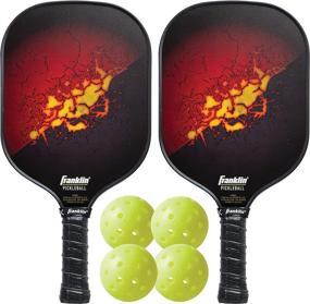 img 4 attached to 🏓 Premium Franklin Sports 2 Paddle and 4 X-40 Outdoor Pickleball Set - High-Quality Polypropylene Core - Durable Fiberglass Surface in Vibrant Red/Yellow