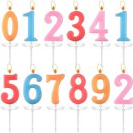 🎂 colorful birthday number candles set - 12 pieces cake topper decoration for parties & celebrations, includes 10 numbers 0-9 and 2 bonus 1&2 candles logo