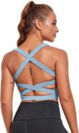 🏋️ criss cross back strappy sports bra for women - padded fitness workout crop tank top with longline design - ideal for yoga and other exercises логотип