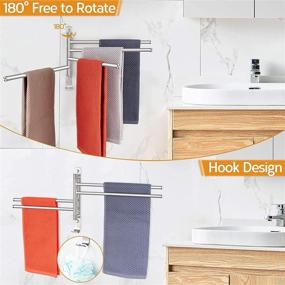 img 1 attached to TONIAL Swivel Towel Bar Rack: 4-in-1 Bathroom Towel Holder - Stainless Steel Rustproof Swing Out Kitchen Towel Hanger - Wall Mount, No Drill - Brushed Finish