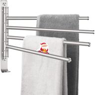 tonial swivel towel bar rack: 4-in-1 bathroom towel holder - stainless steel rustproof swing out kitchen towel hanger - wall mount, no drill - brushed finish logo