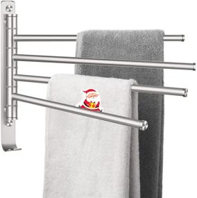 img 4 attached to TONIAL Swivel Towel Bar Rack: 4-in-1 Bathroom Towel Holder - Stainless Steel Rustproof Swing Out Kitchen Towel Hanger - Wall Mount, No Drill - Brushed Finish