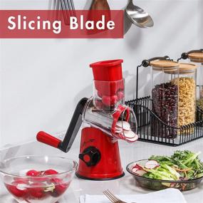 img 3 attached to 🧀 Rotary Cheese Grater for Kitchen - Vegetable Slicer and Nuts Shredder, Fast Grating with 3 Drum Blades