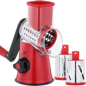 img 4 attached to 🧀 Rotary Cheese Grater for Kitchen - Vegetable Slicer and Nuts Shredder, Fast Grating with 3 Drum Blades