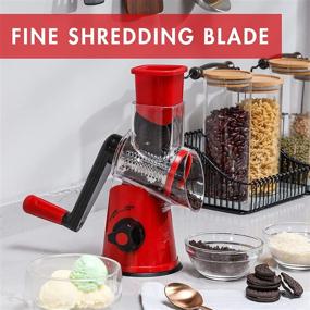 img 1 attached to 🧀 Rotary Cheese Grater for Kitchen - Vegetable Slicer and Nuts Shredder, Fast Grating with 3 Drum Blades