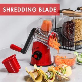 img 2 attached to 🧀 Rotary Cheese Grater for Kitchen - Vegetable Slicer and Nuts Shredder, Fast Grating with 3 Drum Blades