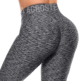 img 2 attached to 🩲 AGROSTE Women's High Waist Yoga Pants with Tummy Control, Butt Lifting, and Ruched Detailing - Stretchy Leggings for Workouts, Textured Booty Tights