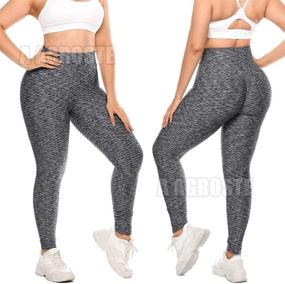 img 3 attached to 🩲 AGROSTE Women's High Waist Yoga Pants with Tummy Control, Butt Lifting, and Ruched Detailing - Stretchy Leggings for Workouts, Textured Booty Tights