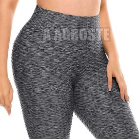 img 1 attached to 🩲 AGROSTE Women's High Waist Yoga Pants with Tummy Control, Butt Lifting, and Ruched Detailing - Stretchy Leggings for Workouts, Textured Booty Tights