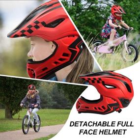 img 3 attached to 🚴 ROCKBROS Full Face Bike Helmets for Kids: Lightweight Toddler Cycling Helmet for Youth, Ages 3-15, Detachable Skateboard BMX Mountain Bicycle Helmet