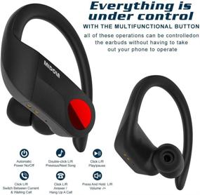 img 1 attached to Беспроводные наушники MIDOLA Bluetooth 5.0 - красные стерео-гарнитура TWS со зарядным футляром, встроенным микрофоном для телефона, планшета, спорта.