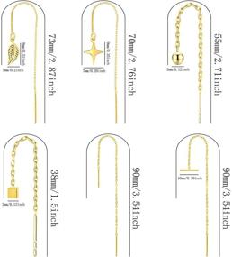 img 3 attached to 👂 Stylish and Hypoallergenic: NEWITIN 6 Pairs 18K Gold Plated & Sterling Silver Threader Earrings - Long Chain Dangle Earrings for Women and Girls