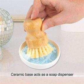 img 3 attached to 🧽 Enhanced Bamboo Scrub Brushes by Lyrepie with Dish Dispenser - Powerful Kitchen Palm Dishwashing Cleaning Brush for Dishes, Pans, Chopping Boards, Kitchen Sink Cleaning, and Beyond