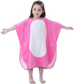 img 4 attached to 🦕 Girls 100% Cotton Hooded Dinosaur Bath Towels, Beach Towel Pool Poncho Swim Cover-Ups (Pink#B, 1-3T)