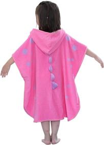 img 2 attached to 🦕 Girls 100% Cotton Hooded Dinosaur Bath Towels, Beach Towel Pool Poncho Swim Cover-Ups (Pink#B, 1-3T)